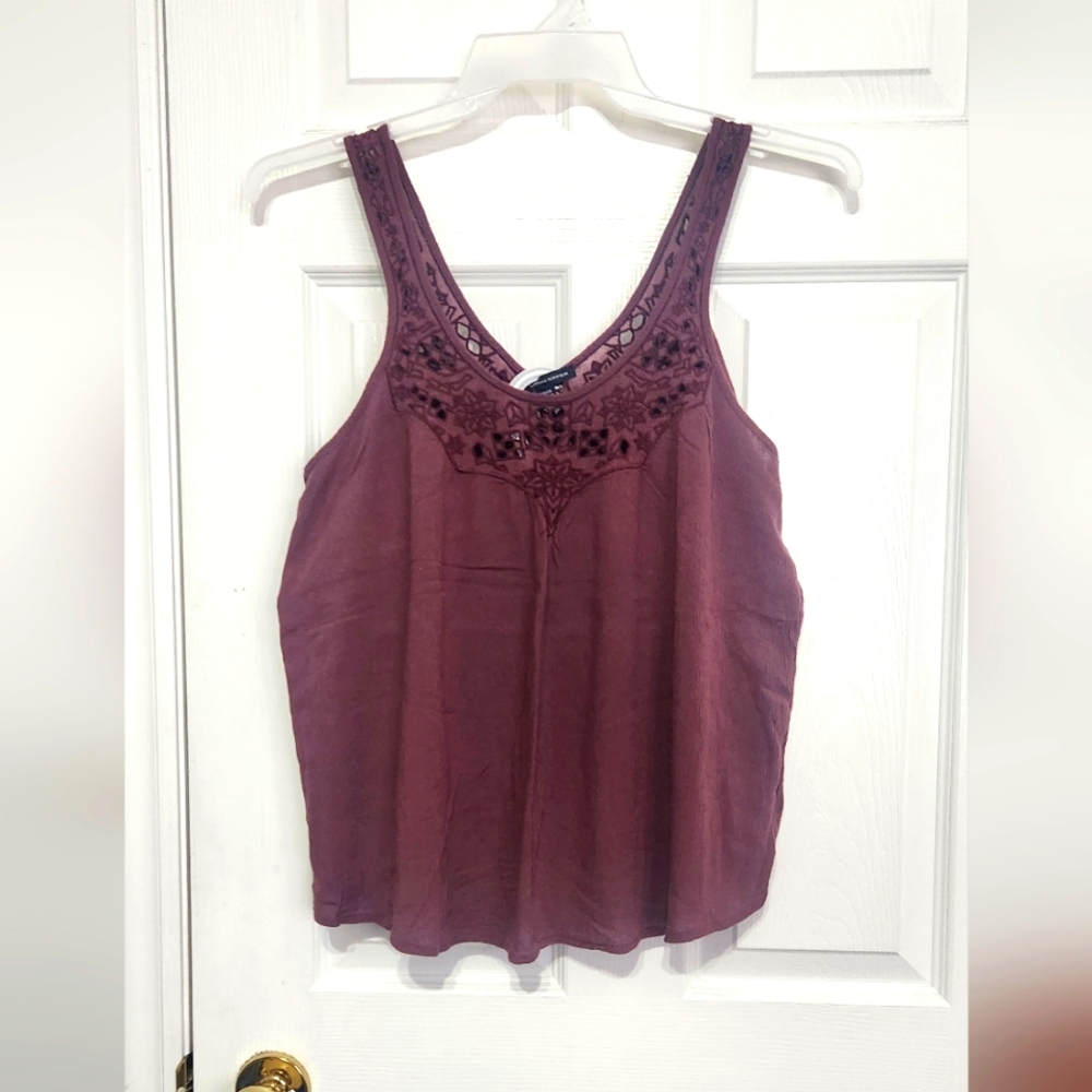 Embroidered Plum Tank Top